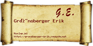 Grünsberger Erik névjegykártya